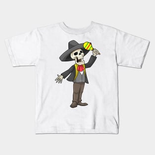 Skeleton at Music with Maracas Kids T-Shirt